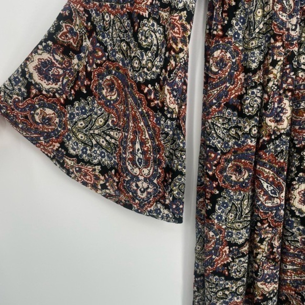 American Eagle Women's Floral Bohemian Keyhole Bell Sleeves Mini Dress Size S - Picture 5 of 14